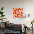 Retro Liquid Swirl Abstract 2 in Bold Orange and Pink Wood Wall Art Gallery Image 2