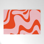 Retro Liquid Swirl Abstract 2 in Bold Orange and Pink Welcome Mat Gallery Image 1