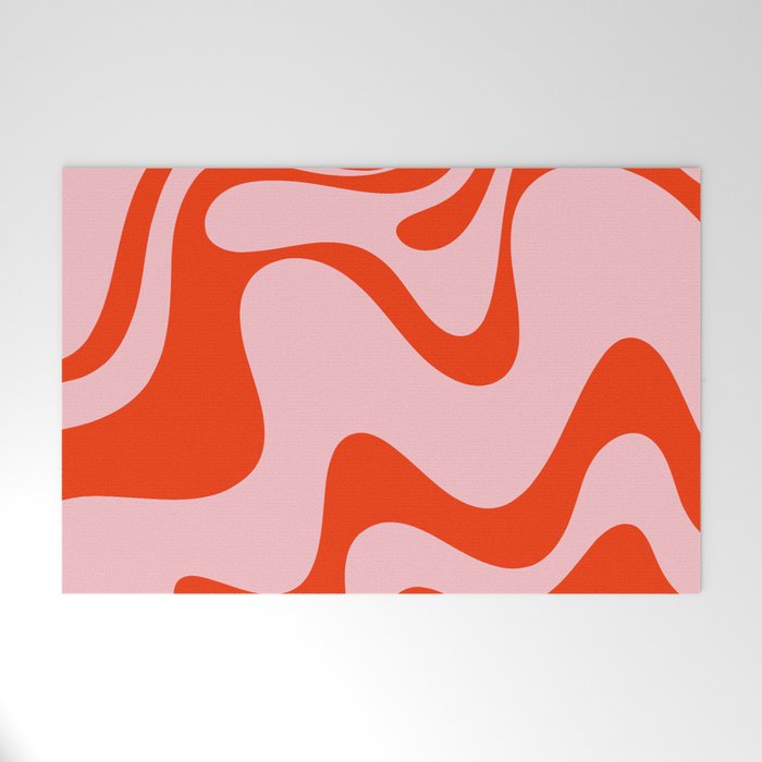Retro Liquid Swirl Abstract 2 in Bold Orange and Pink Welcome Mat Gallery Image 1