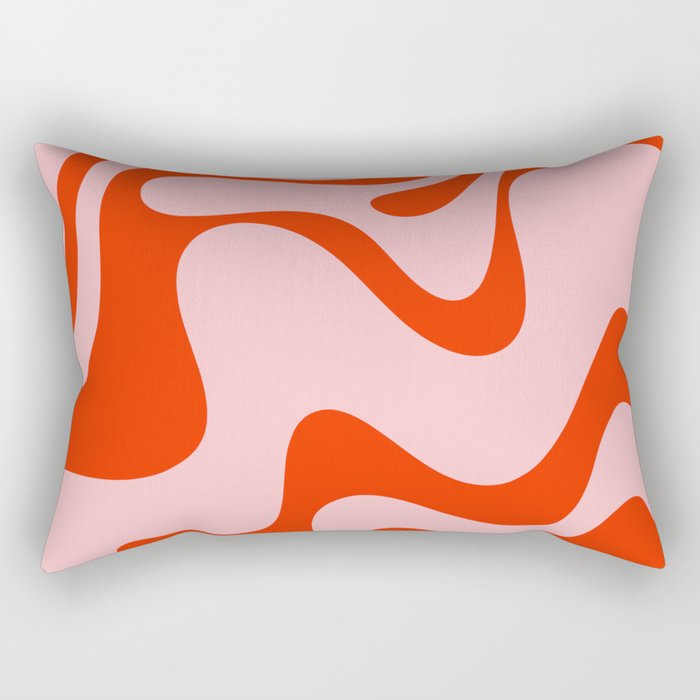 Retro Liquid Swirl Abstract 2 in Bold Orange and Pink Rectangular Pillow Gallery Image 2