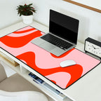 Retro Liquid Swirl Abstract 2 in Bold Orange and Pink Desk Mat Gallery Image 2