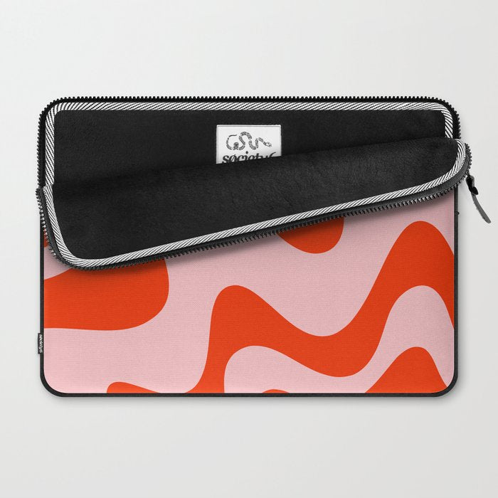 Retro Liquid Swirl Abstract 2 in Bold Orange and Pink Laptop Sleeve Gallery Image 2