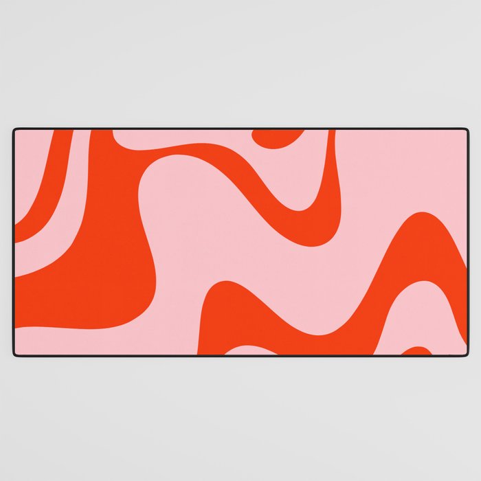 Retro Liquid Swirl Abstract 2 in Bold Orange and Pink Desk Mat Gallery Image 3