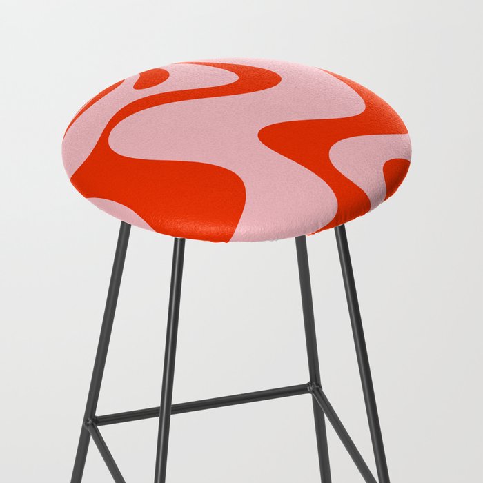 Retro Liquid Swirl Abstract 2 in Bold Orange and Pink Stool Gallery Image 2