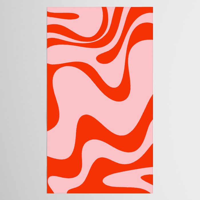 Retro Liquid Swirl Abstract 2 in Bold Orange and Pink Tablecloth Gallery Image 2