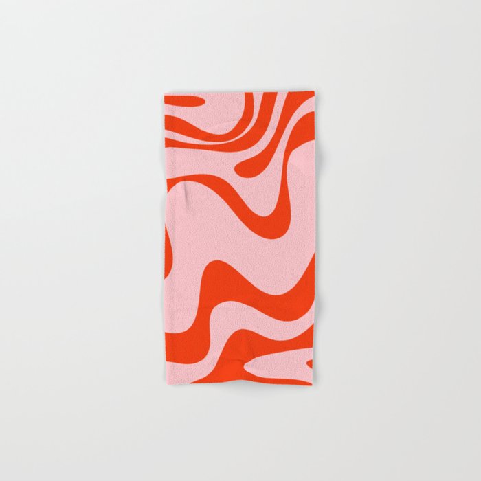 Retro Liquid Swirl Abstract 2 in Bold Orange and Pink Bath Towel Gallery Image 1