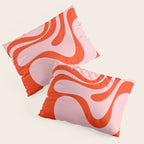 Retro Liquid Swirl Abstract 2 in Bold Orange and Pink Pillow Sham Gallery Image 3