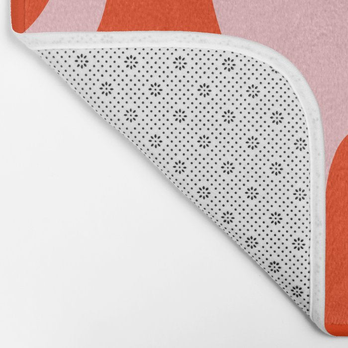 Retro Liquid Swirl Abstract 2 in Bold Orange and Pink Bath Mat Gallery Image 2