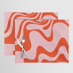 Retro Liquid Swirl Abstract 2 in Bold Orange and Pink Placemat Gallery Image 1