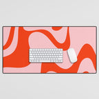 Retro Liquid Swirl Abstract 2 in Bold Orange and Pink Desk Mat Gallery Image 1