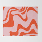 Retro Liquid Swirl Abstract 2 in Bold Orange and Pink Throw Blanket Gallery Image 2