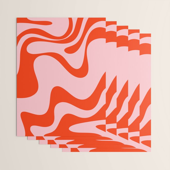 Retro Liquid Swirl Abstract 2 in Bold Orange and Pink Wrapping Paper Gallery Image 3