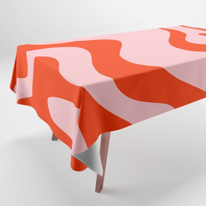 Retro Liquid Swirl Abstract 2 in Bold Orange and Pink Tablecloth Gallery Image 1