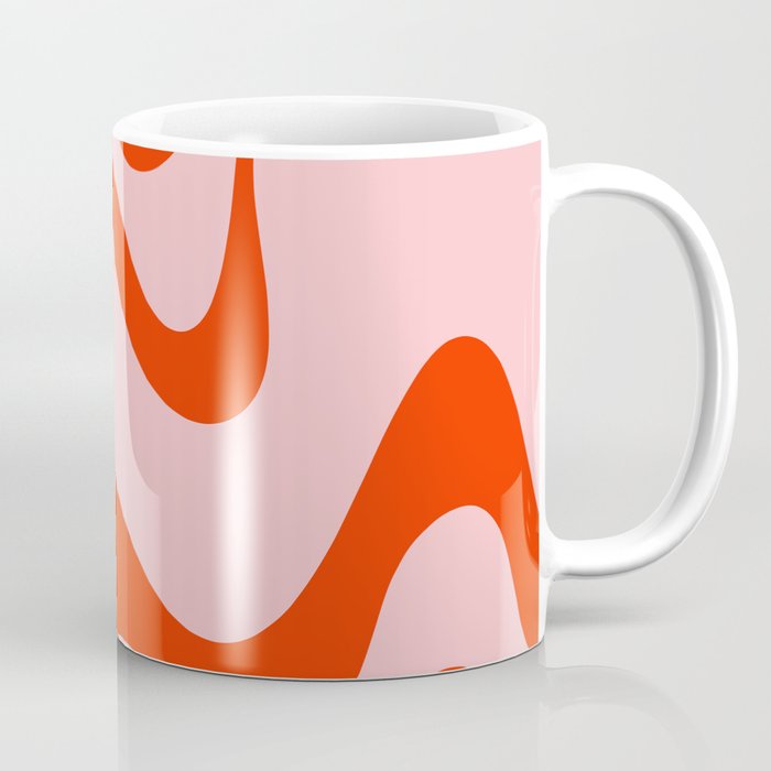 Retro Liquid Swirl Abstract 2 in Bold Orange and Pink Coffee Mug Gallery Image 1