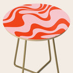 Retro Liquid Swirl Abstract 2 in Bold Orange and Pink Side Table Gallery Image 2