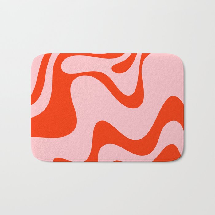 Retro Liquid Swirl Abstract 2 in Bold Orange and Pink Bath Mat Gallery Image 1