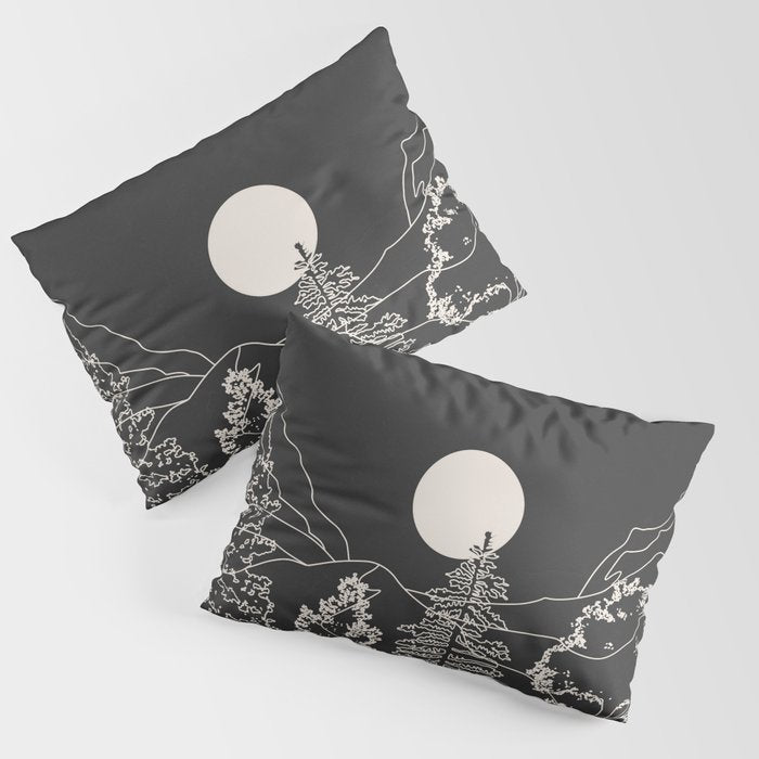 Mountain Trees Dark Pillow Sham Gallery Image 1