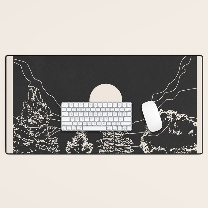 Mountain Trees Dark Desk Mat Gallery Image 1