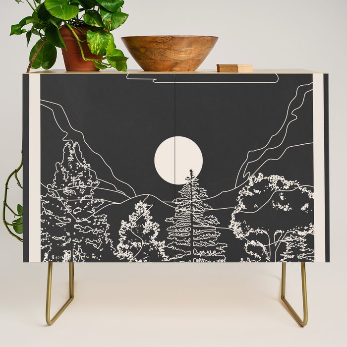 Mountain Trees Dark Credenza Gallery Image 1