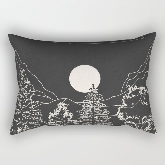 Mountain Trees Dark Rectangular Pillow Gallery Image 2