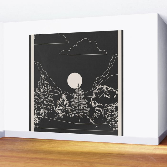 Mountain Trees Dark Wall Mural Gallery Image 2