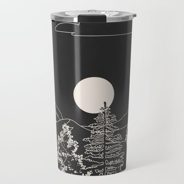 Mountain Trees Dark Travel Mug Gallery Image 1