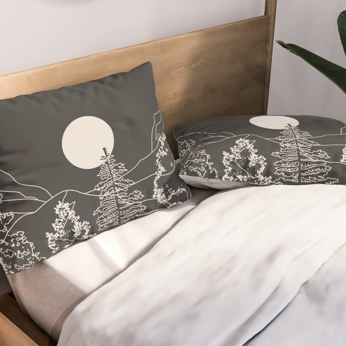 Mountain Trees Dark Pillow Sham Gallery Image 2