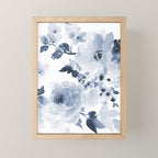 Floral Kingdom Watercolor Navy Blue Painting Of Flowers Peony Mini Art Print Gallery Image 1