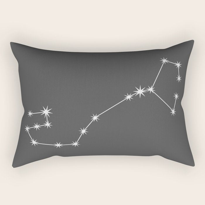 Scorpio Zodiac Star Constellation Line Art Grey Rectangular Pillow Gallery Image 1