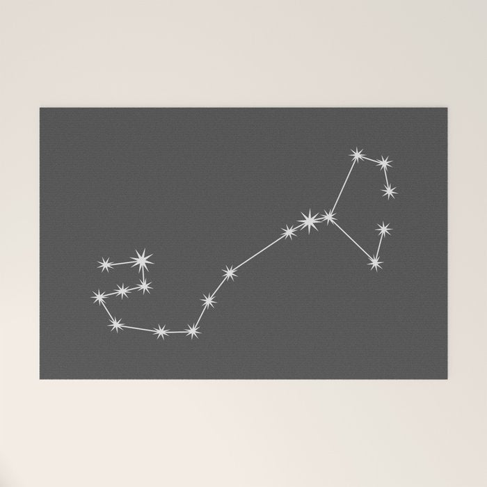 Scorpio Zodiac Star Constellation Line Art Grey Welcome Mat Gallery Image 1