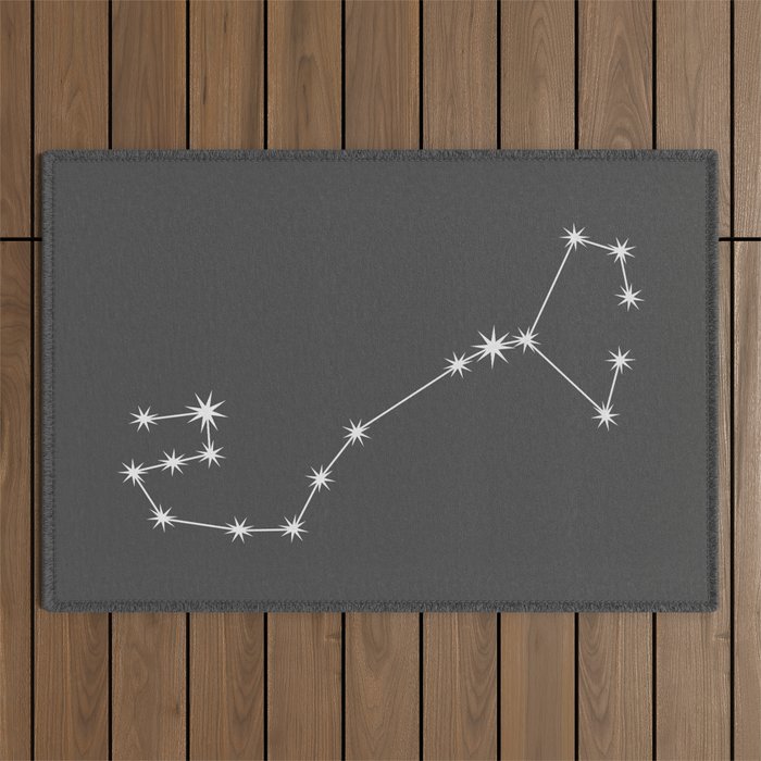 Scorpio Zodiac Star Constellation Line Art Grey Outdoor Rug Gallery Image 1