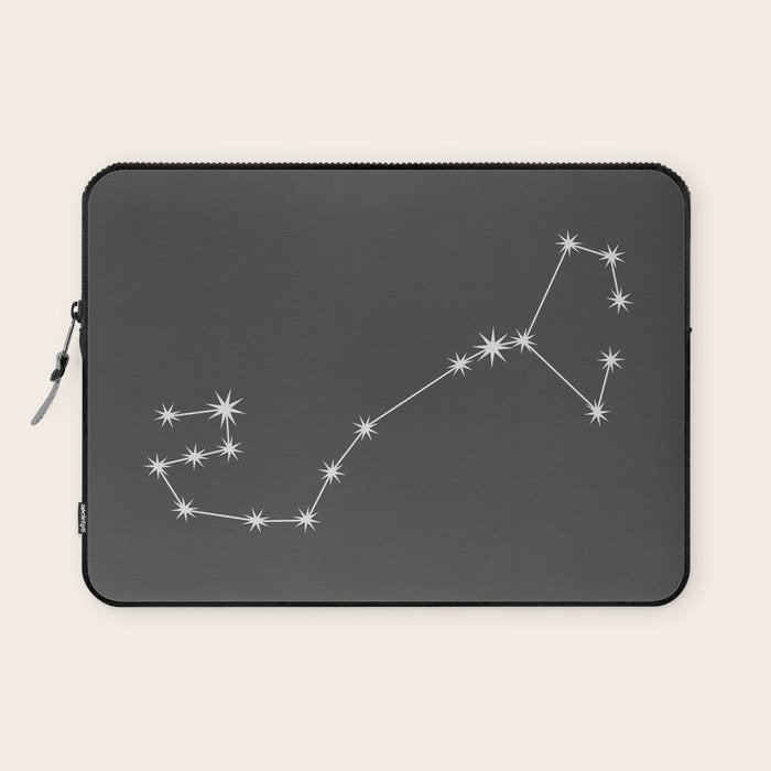 Scorpio Zodiac Star Constellation Line Art Grey Laptop Sleeve Gallery Image 1