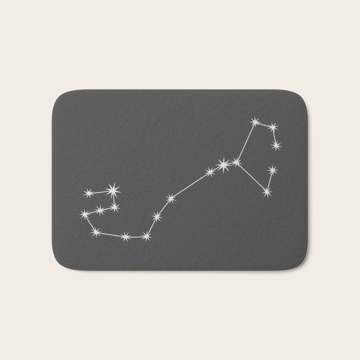 Scorpio Zodiac Star Constellation Line Art Grey Bath Mat Gallery Image 1