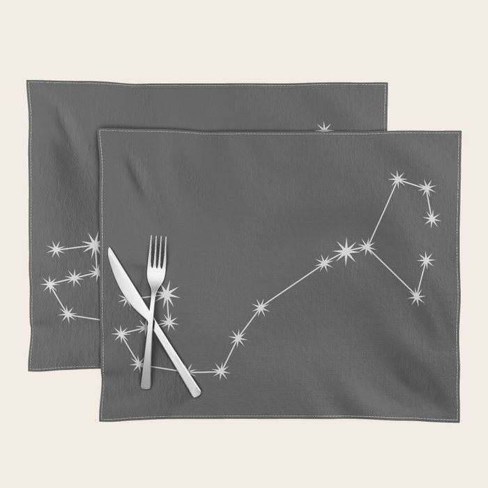 Scorpio Zodiac Star Constellation Line Art Grey Placemat Gallery Image 1