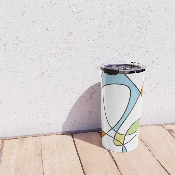 Mid Century Modern Abstract Design Travel Mug Gallery Image 4