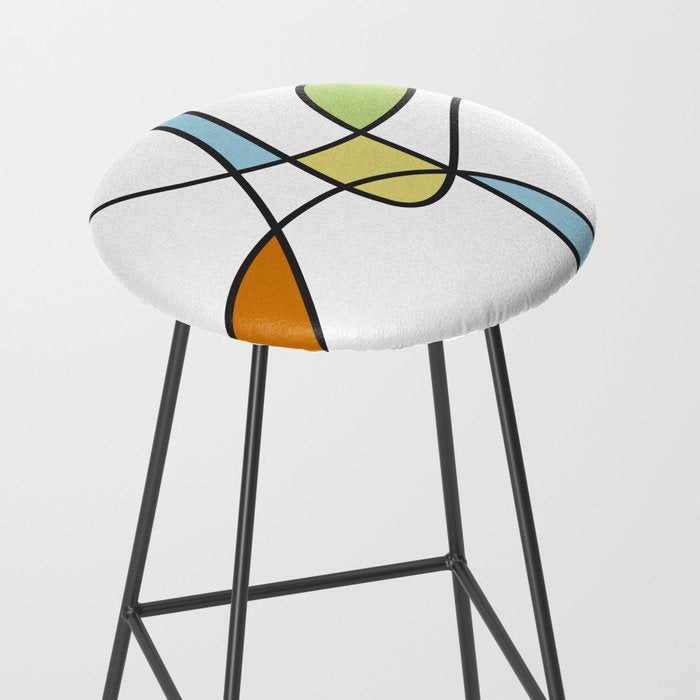 Mid Century Modern Abstract Design Stool Gallery Image 2