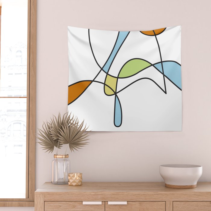 Mid Century Modern Abstract Design Wall Tapestry Gallery Image 2