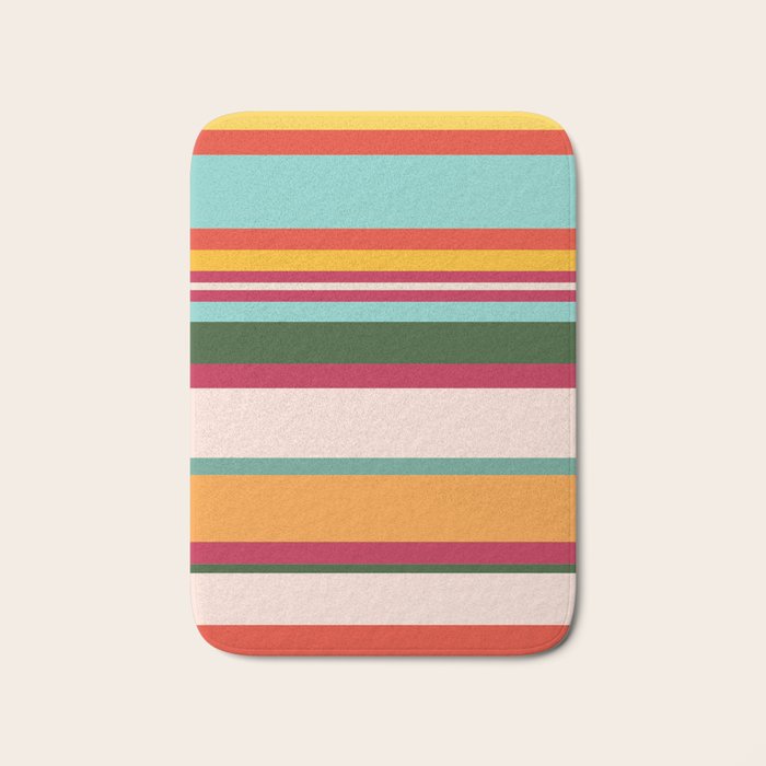 Vintage Striped Beach Pattern Bath Mat Gallery Image 1