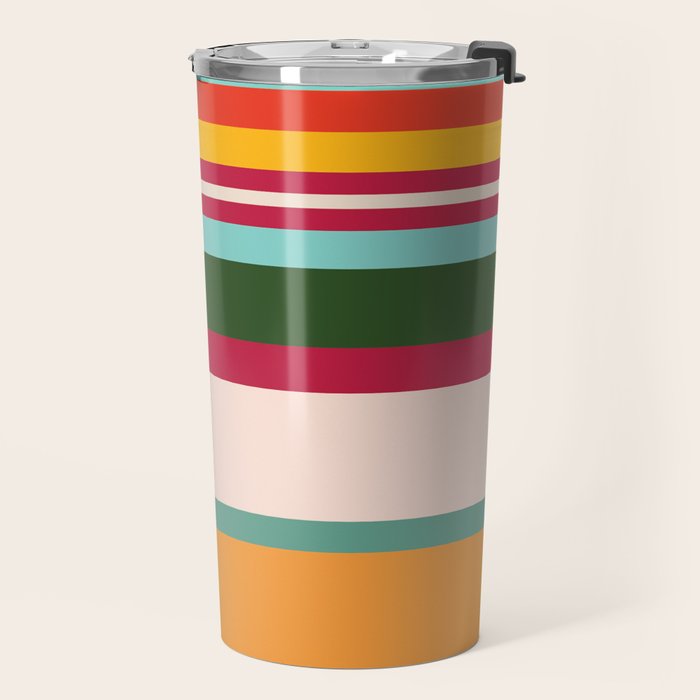 Vintage Striped Beach Pattern Travel Mug Gallery Image 2