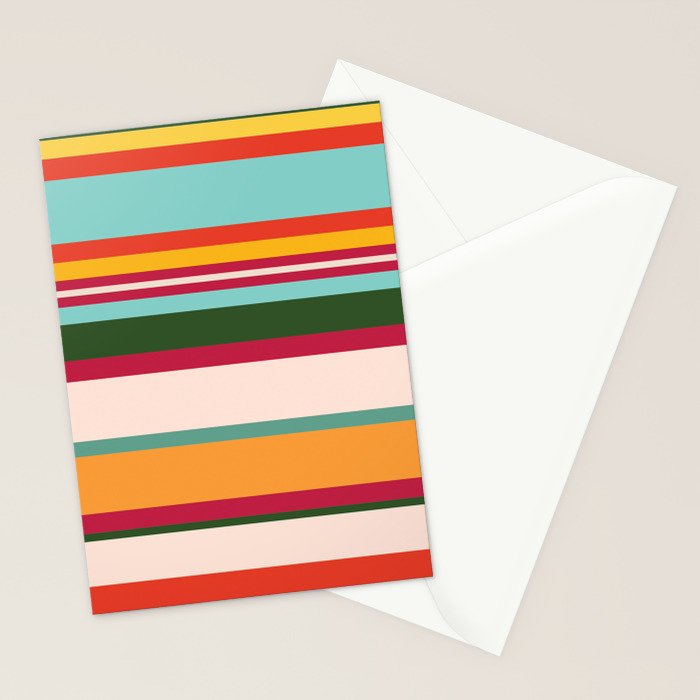 Vintage Striped Beach Pattern Stationery Card Gallery Image 2