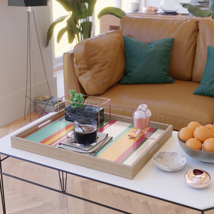 Vintage Striped Beach Pattern Serving Tray Gallery Image 2