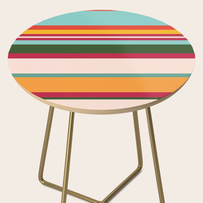 Vintage Striped Beach Pattern Side Table Gallery Image 2