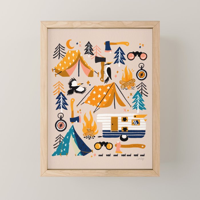Camping Kit - Orange & Blue Mini Art Print Gallery Image 1