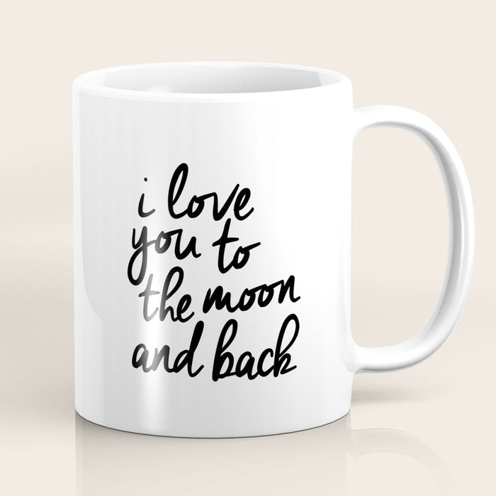 I Love You to the Moon and Back black-white kids room typography poster home wall decor canvas Coffee Mug Gallery Image 1