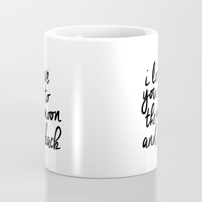 I Love You to the Moon and Back black-white kids room typography poster home wall decor canvas Coffee Mug Gallery Image 4