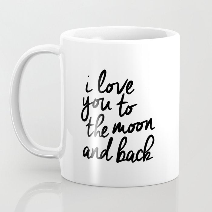 I Love You to the Moon and Back black-white kids room typography poster home wall decor canvas Coffee Mug Gallery Image 3