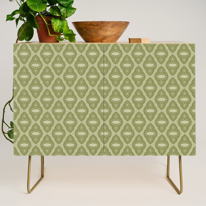 Mint Green 1970s Inspired Retro Geometric Pattern Credenza Gallery Image 1