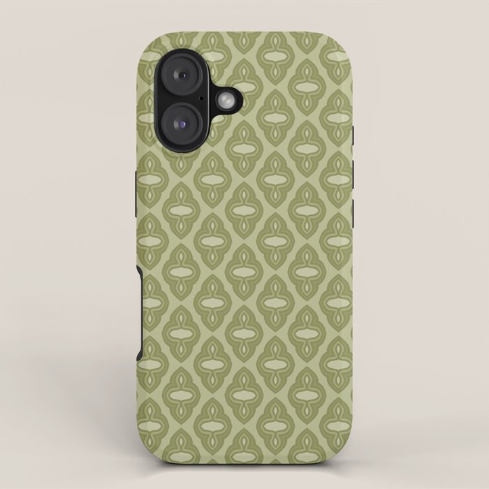 Mint Green 1970s Inspired Retro Geometric Pattern iPhone Case Gallery Image 1