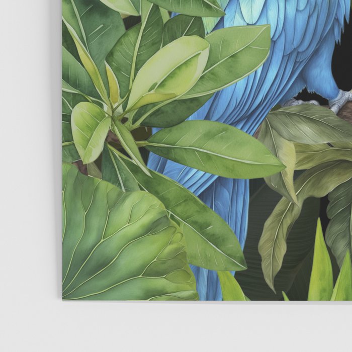 Tropical Blues Watercolor Parrots In The Canopy Poster Gallery Image 3
