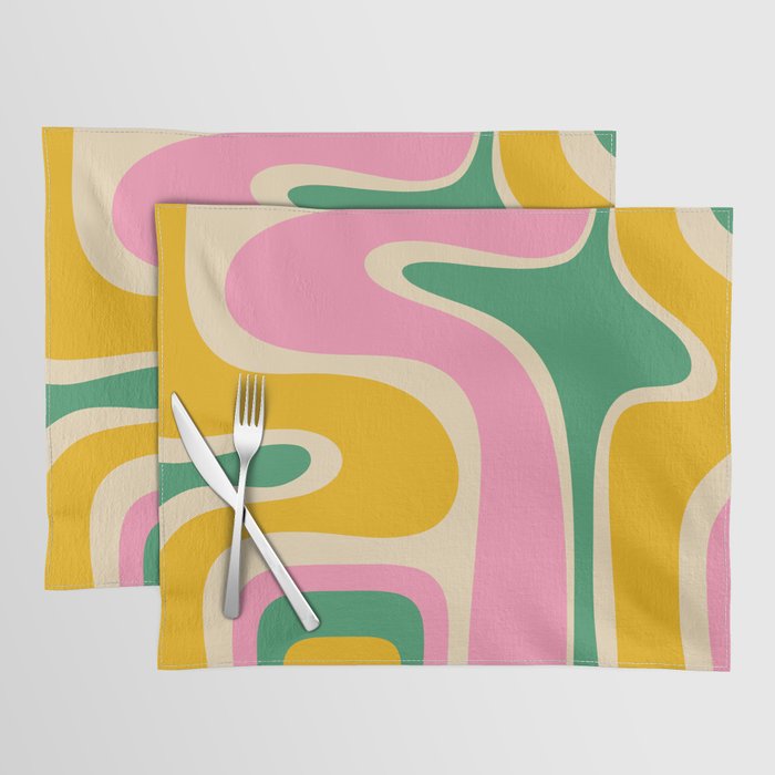 Retro Copacetic Abstract Yellow Pink Green Placemat Gallery Image 1